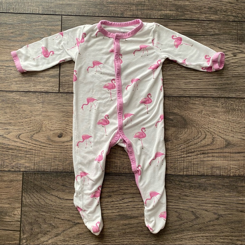 Kyte Pink Flamingo Footie with buttons